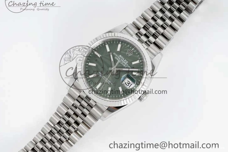 MiroTime 1227 Youthful DateJust 36 SS 116234 VSF 1:1 Best Edition 904L Steel Green Leaf Dial on Jubilee Bracelet VS 2056